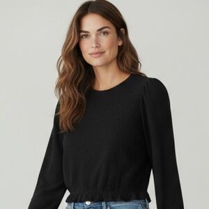 Quince Black Puff Sleeve Blouse - EXCELLENT CONDITION‎ - Size Large - B17